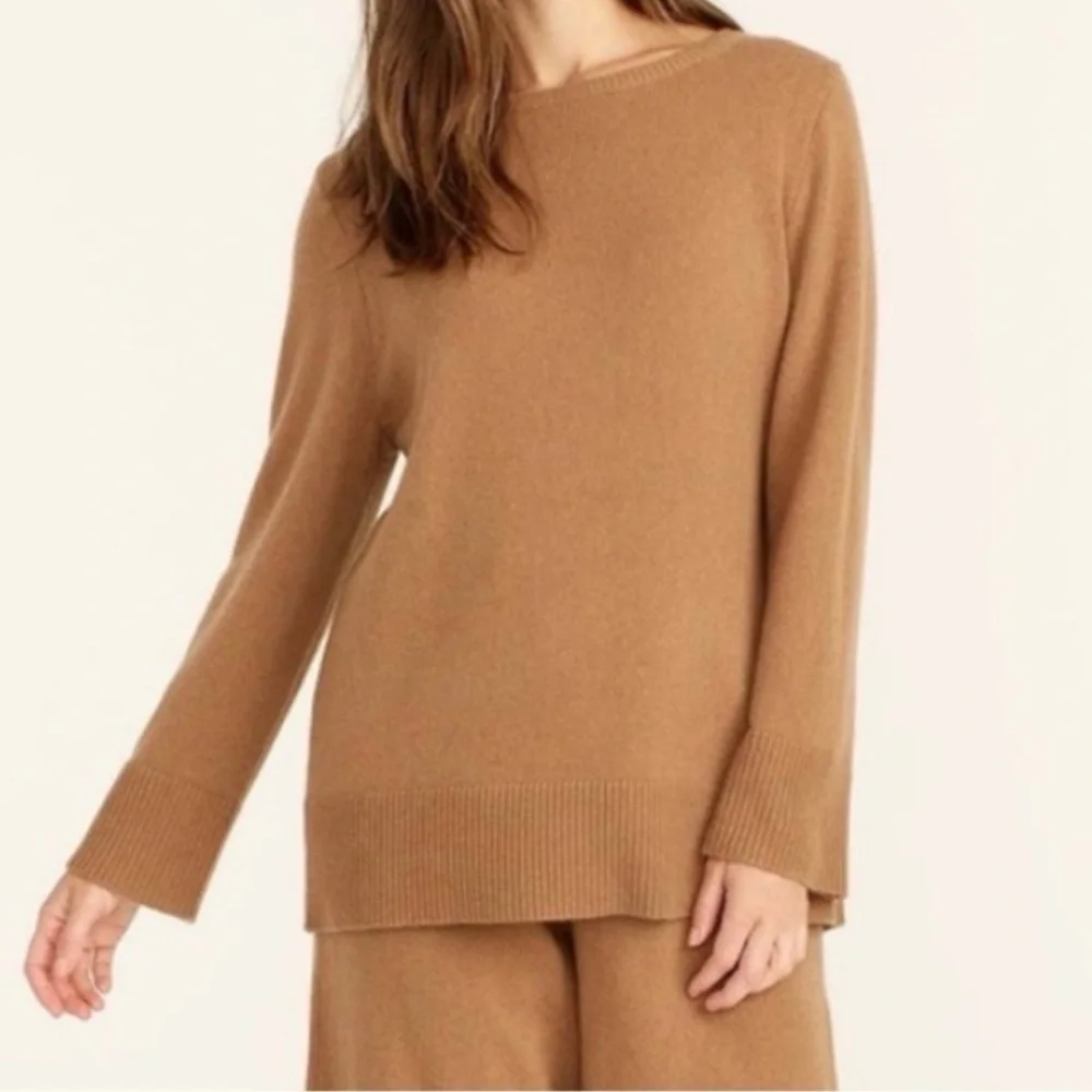 J.Crew Wool Cashmere Blend Oversized Crewneck Sweater Camel Size S Soft Knit